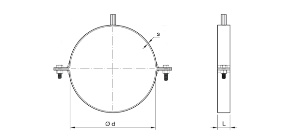 HV Mounting bracket with gasket — tehniline joonis