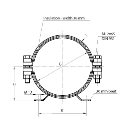 Mounting bracket for wall mounting — tehniline joonis