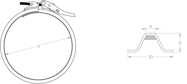 Rapid lock ring with black EPDM foam — tehniline joonis