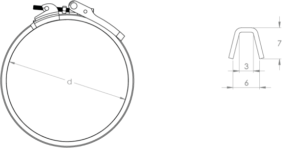 Slim rapid lock ring — tehniline joonis