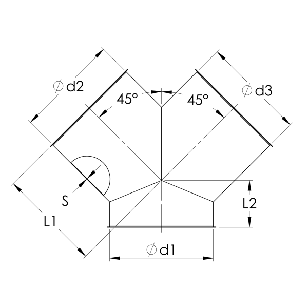 Trouser 45° — tehniline joonis