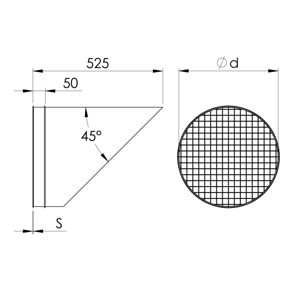 Wall outlet — tehniline joonis