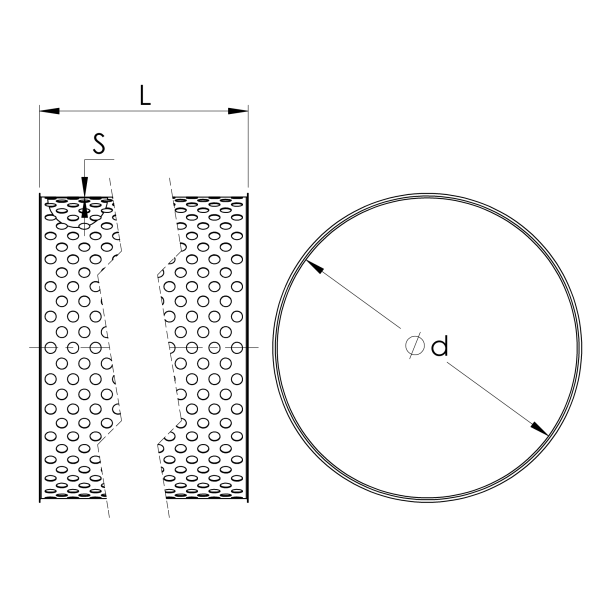 Welded perforated pipe — tehniline joonis