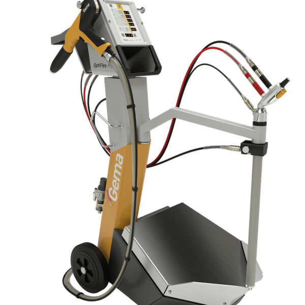 Gema OptiFlex Pro pulbervärvimisseade juhtpaneeli, pihustuspüstoli ja rattakäruga