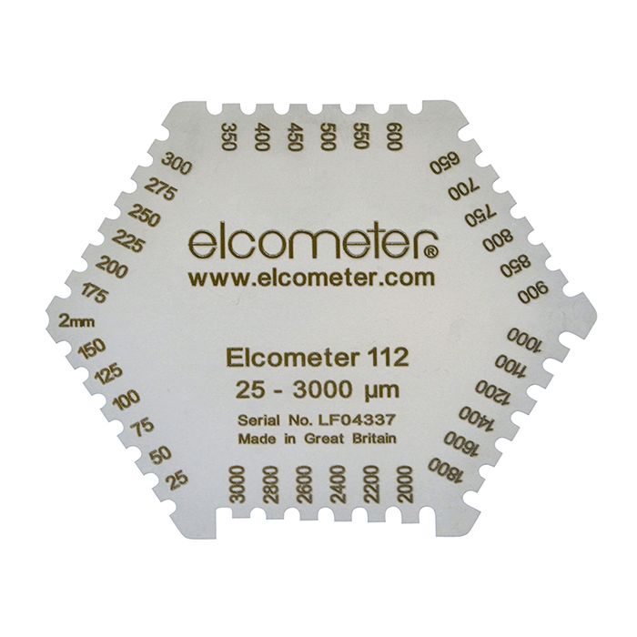 Elcometer 112 kuusnurkne märgkihi paksuse kamm mõõtevahemikuga 25–3000 µm