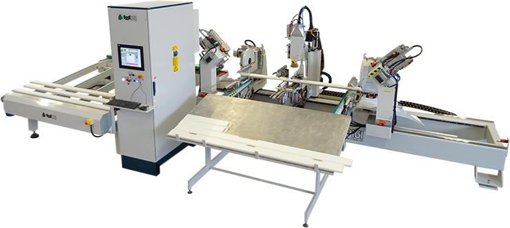 Horizon Plus tööstuslik CNC-töötlemiskeskus puidu ja profiilide freesimiseks rullkonveieritega