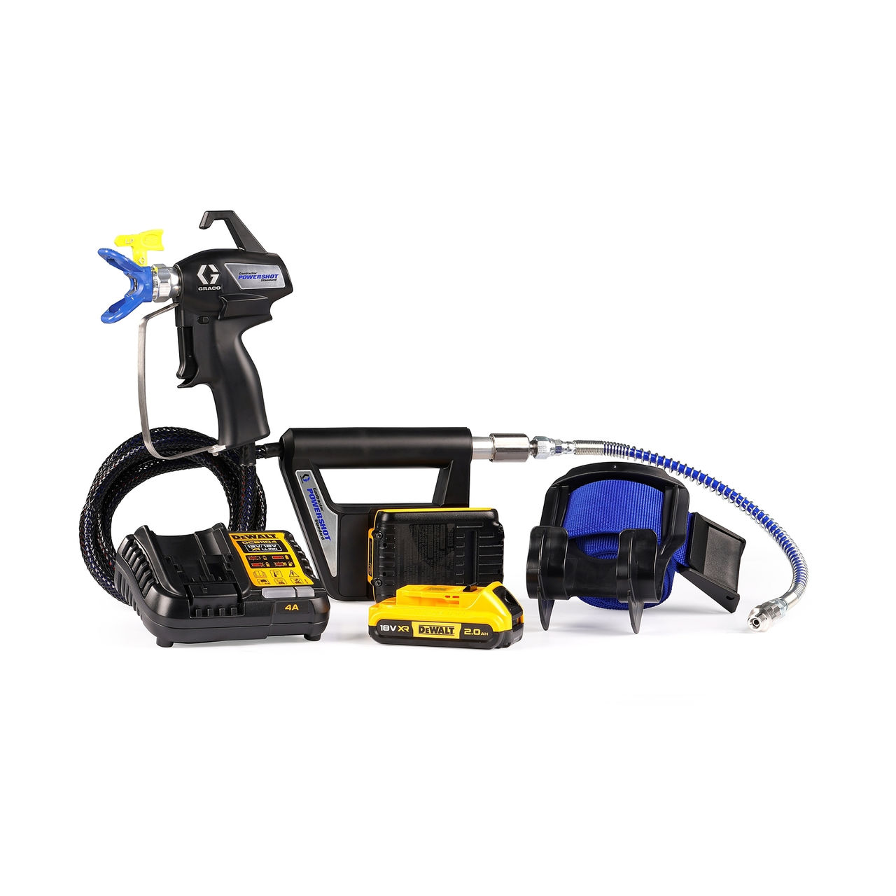 Graco Contractor PowerShot akutoitel värvipüstoli komplekt DeWalt aku, laadija ja voolikuga